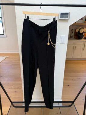 NWOT Cinq a Sept Alaina Pant Black Gold Chain Trousers Size 6